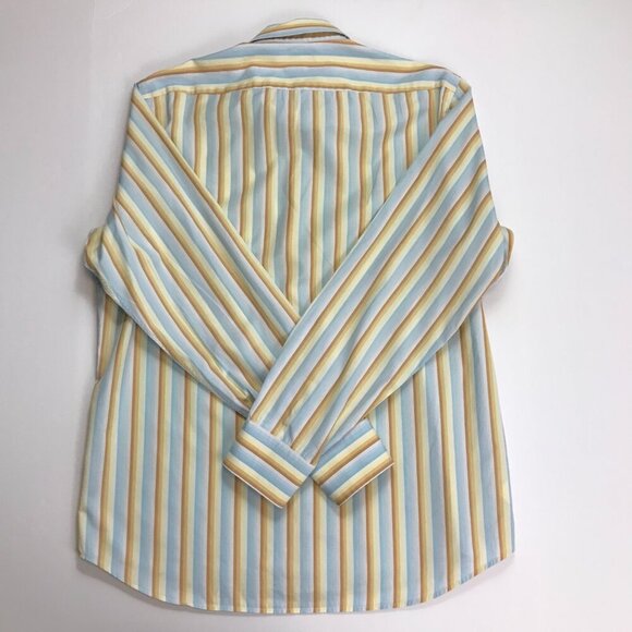 BOSS Men 100% Cotton Button Striped Multi-Color 16.5 - 42 Shirt - Picture 4 of 4